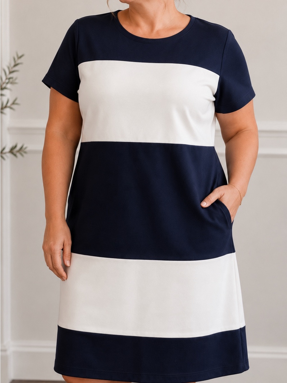 Banana Republic Navy & White Colorblock Sheath Dress Size 14